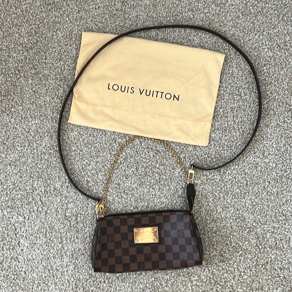 Authentic Louis Vuitton Eva Damier Ebene Sophie Clutch